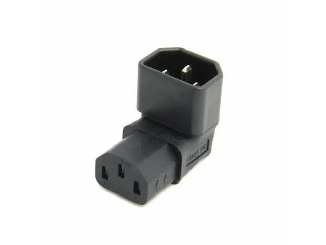 Alt view image 2 of 7 - HKCY PW-031-DN IEC Male C14 to Down Right Angled 90 Degree IEC Female C13 Power Extension Adapter