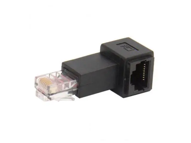 Alt view image 3 of 7 - SM Left Angled 90 Degree 8P8C FTP STP UTP Cat 5e Male to Female Lan Ethernet Network Extension Adapter