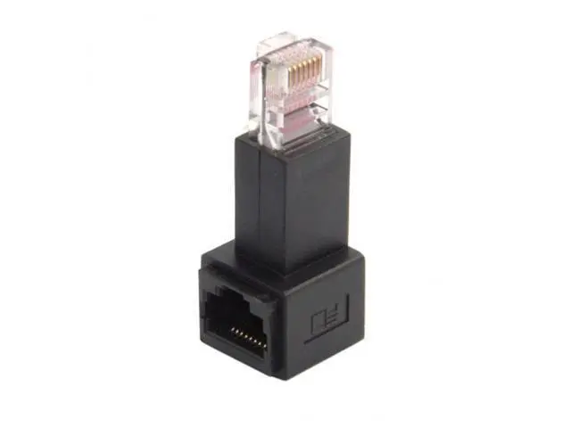 Alt view image 4 of 7 - SM Left Angled 90 Degree 8P8C FTP STP UTP Cat 5e Male to Female Lan Ethernet Network Extension Adapter