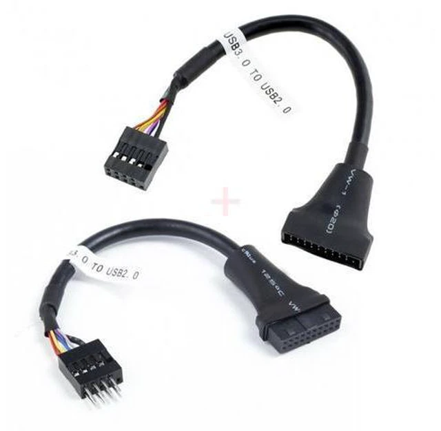 Alt view image 2 of 6 - 2pcs USB 2.0 9Pin to USB 3.0 20pin Housing Header Female Cable Reversible for Motherboard