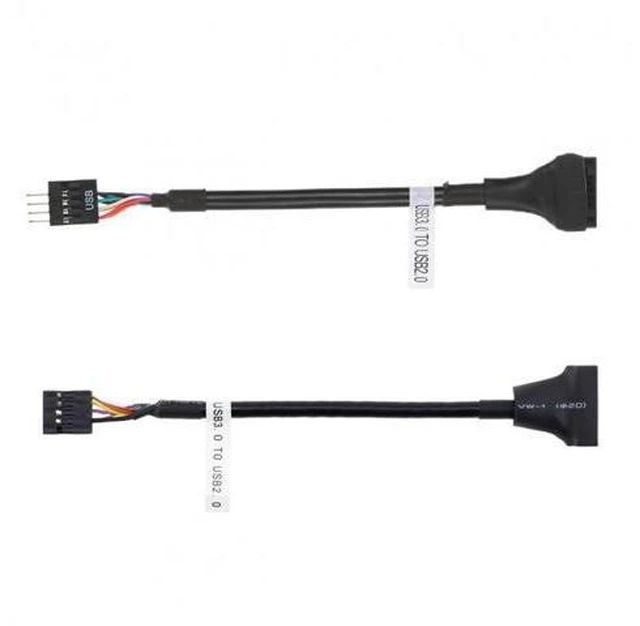 Alt view image 3 of 6 - 2pcs USB 2.0 9Pin to USB 3.0 20pin Housing Header Female Cable Reversible for Motherboard
