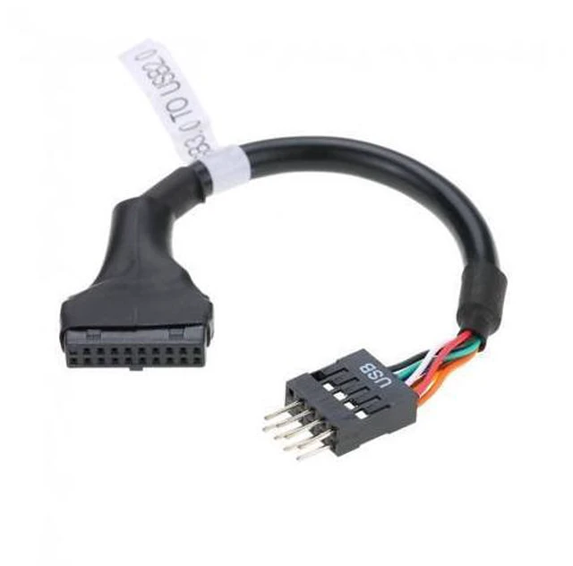 Alt view image 5 of 6 - 2pcs USB 2.0 9Pin to USB 3.0 20pin Housing Header Female Cable Reversible for Motherboard