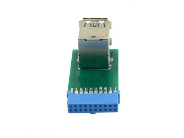 Alt view image 4 of 5 - HKCY U3-080 Vertical Dual USB 3.0 A Type Female to Motherboard 20 Pin Box Header Slot Adapter PCBA