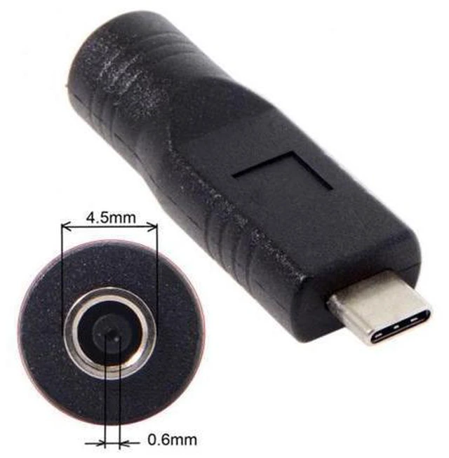 Alt view image 3 of 6 - SM DC Jack 4.5x3.0x0.6mm Input to USB-C Type-C Power Plug Charge Adapter for Laptop Phone