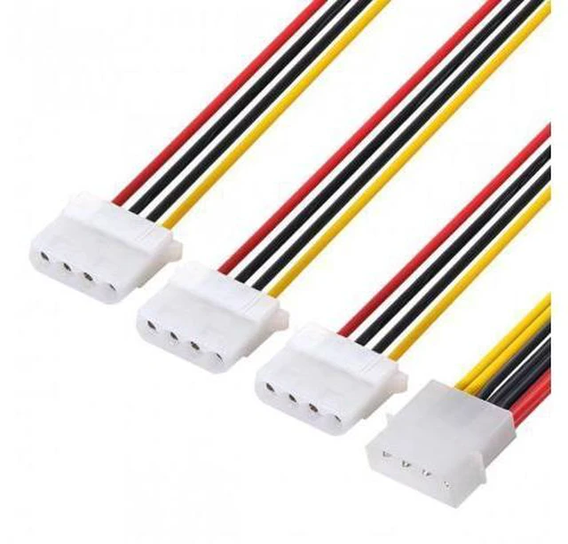 Alt view image 4 of 7 - HKCY SA-086 IDE 4 Pin Male to 3 IDE Female Y Type Splitter Power supply Extension Cable 10cm for Hard Disk