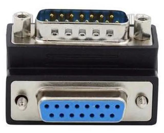Main image of HKCY DSUB RS232 D-subminiature 15pin Male Nut to Female Screw Extension Adapter DB Connector Up 90 Degree Angled
