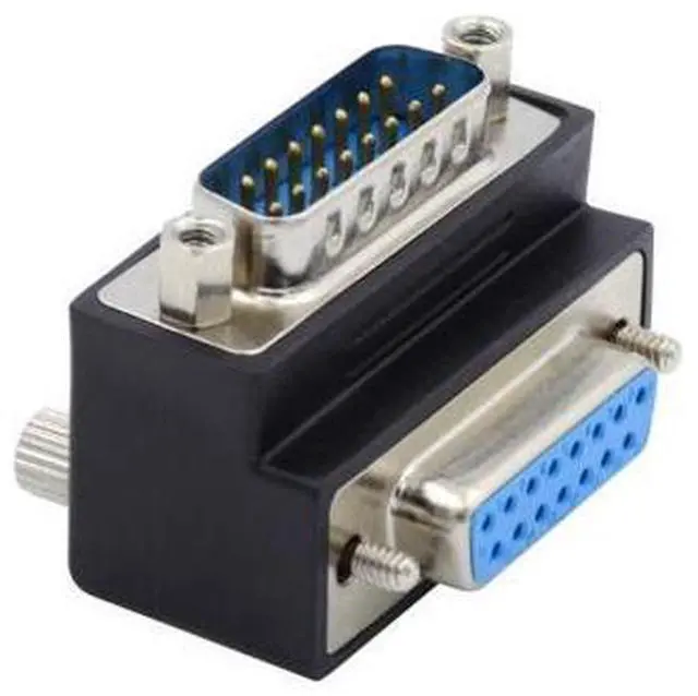 Alt view image 2 of 7 - HKCY DSUB RS232 D-subminiature 15pin Male Nut to Female Screw Extension Adapter DB Connector Up 90 Degree Angled