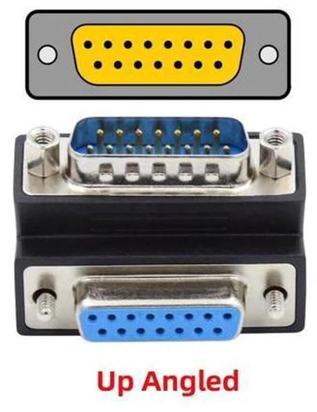 Alt view image 3 of 7 - HKCY DSUB RS232 D-subminiature 15pin Male Nut to Female Screw Extension Adapter DB Connector Up 90 Degree Angled