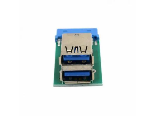 Alt view image 3 of 5 - Vertical Dual USB 3.0 A Type Female to Motherboard 20 Pin Box Header Slot Adapter PCBA