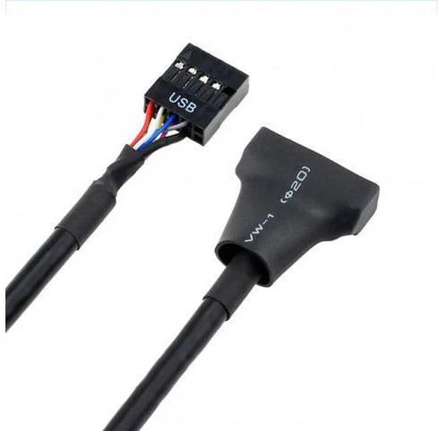 Alt view image 4 of 6 - HKCY U3-076 USB 2.0 9Pin Motherboard Housing Male to USB 3.0 20pin Header Device Female Cable