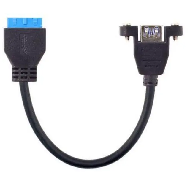 Alt view image 3 of 5 - USB 3.0 Single Port A Female Screw Mount Type to Motherboard 20pin Header Cable 25cm U3-384-BK