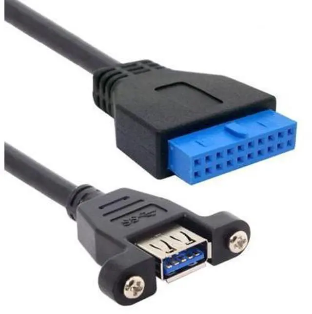 Alt view image 4 of 5 - USB 3.0 Single Port A Female Screw Mount Type to Motherboard 20pin Header Cable 25cm U3-384-BK