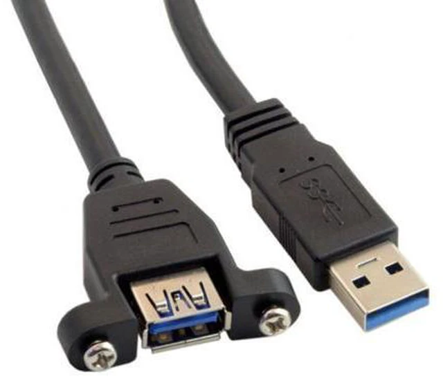 Alt view image 4 of 6 - USB 3.0 A Type Male to Female Extension Cable with Panel Mount screws 50cm U3-035-0.5M