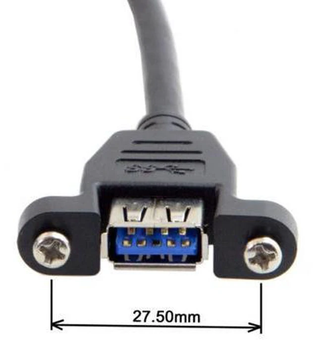 Alt view image 5 of 6 - USB 3.0 A Type Male to Female Extension Cable with Panel Mount screws 50cm U3-035-0.5M