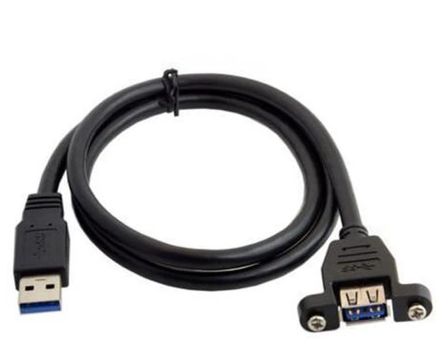Alt view image 6 of 6 - USB 3.0 A Type Male to Female Extension Cable with Panel Mount screws 50cm U3-035-0.5M