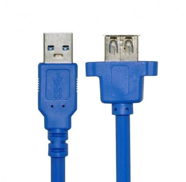 Alt view image 3 of 5 - USB 3.0 A Type Male to Female Extension Cable with Panel Mount Screws Holes U3-046-1.0M
