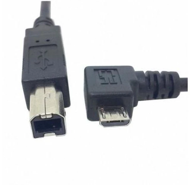 Alt view image 4 of 5 - Left Angled 90 Degree Micro USB OTG to Standard B Type Printer Scanner Hard Disk Cable 60cm U2-203-LE-0.6M