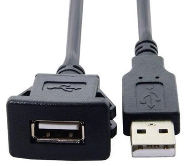 Alt view image 3 of 6 - 1m Waterproof Single USB 2.0 Extension Latch Mount Car AUX Cable for Dashboard Panel U2-021-1P