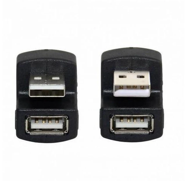 Main image of 1 Set Up Down Angled USB 2.0 Adapter A Male to Female Extension 180 Degree Black