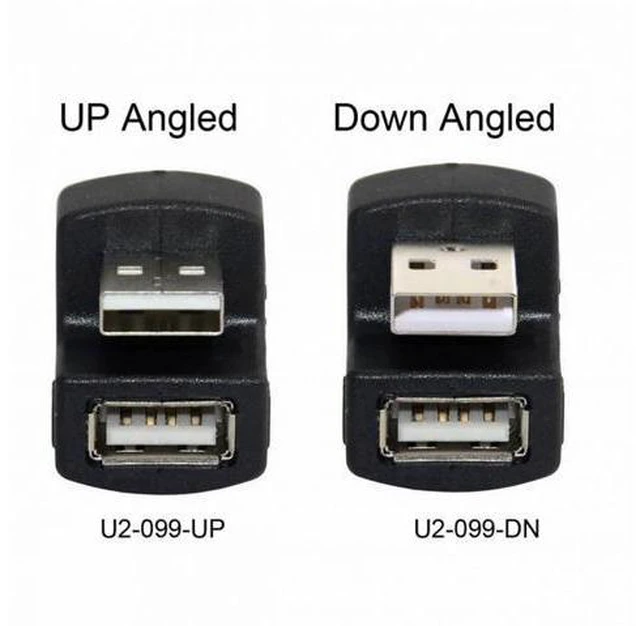 Alt view image 2 of 7 - 1 Set Up Down Angled USB 2.0 Adapter A Male to Female Extension 180 Degree Black
