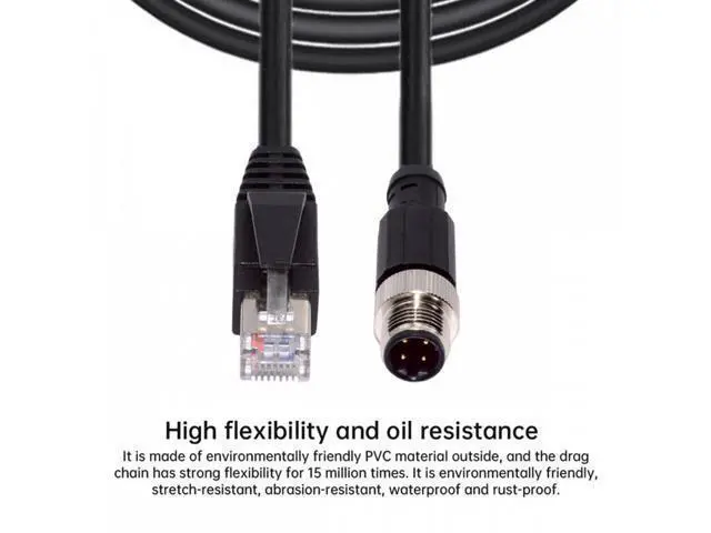 Alt view image 2 of 7 - M12 Type-D D-coded 4Pin Male to RJ45 Cat5e Male Cable Lan Ethernet Network Industrial Applications IP67 Patch Cord