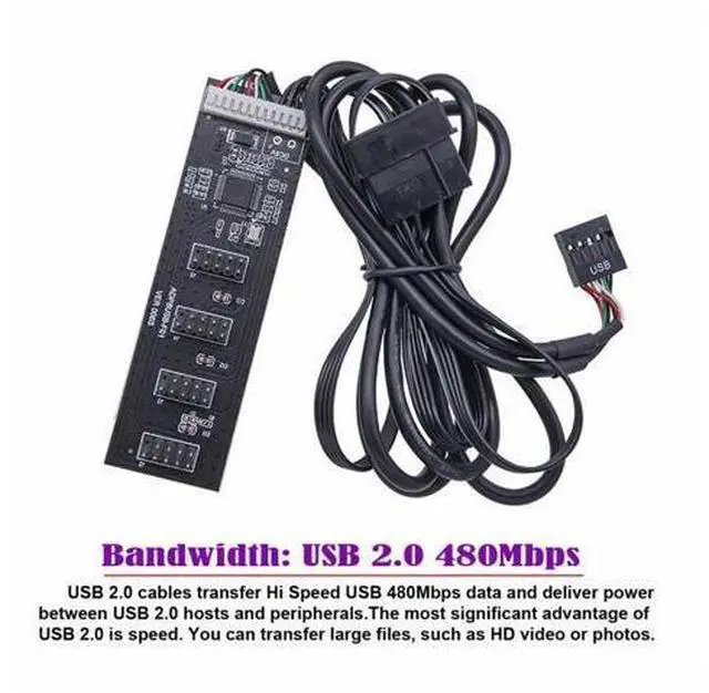 Alt view image 7 of 7 - USB 2.0 9pin 10pin Header 1 to 4 Female Splitter Extension Cable HUB with IDE 5V Power Connector Adapter Port Multilier