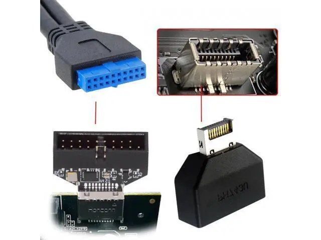 Alt view image 5 of 7 - Cable Overmold Type-E IDC Socket USB 3.1 Front Panel Header to USB 3.0 20Pin Header Extension Adapter with CH334P