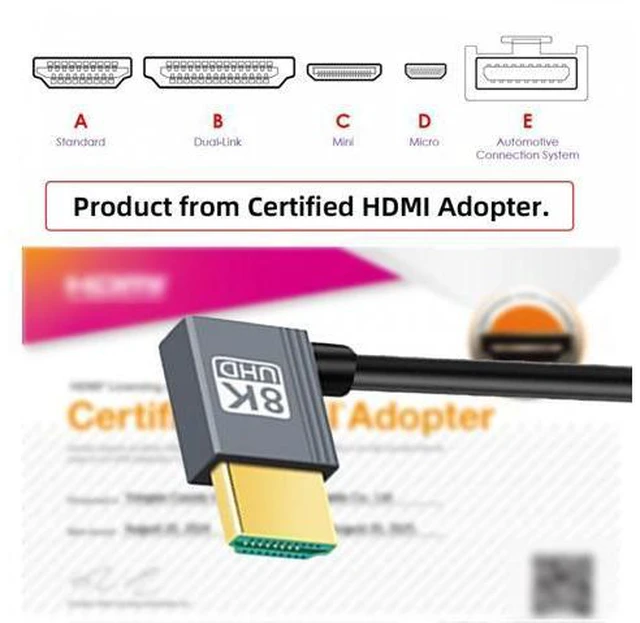 Alt view image 6 of 7 - Left Angled HDMI 8K to HDMI 2.1 Ultra Soft High Flex HDTV Cable Hyper Super Flexible Cord 90 Degree High Speed Type-A Male to Male for Computer HDTV (1.0m)