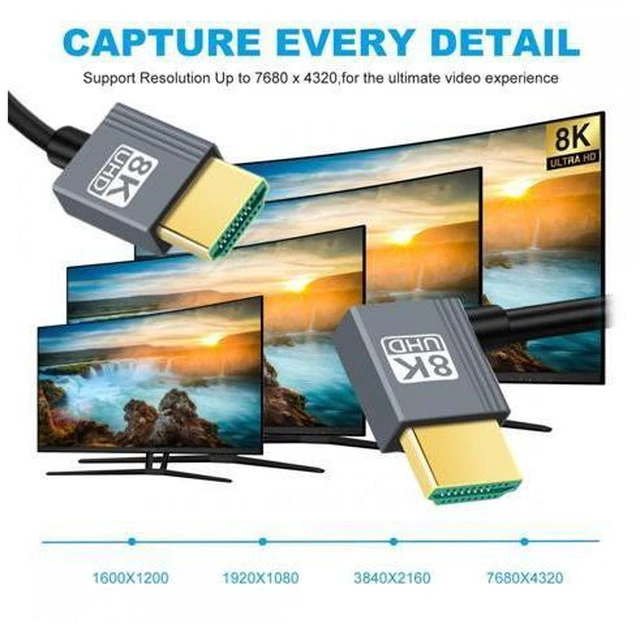 Alt view image 7 of 7 - Left Angled HDMI 8K to HDMI 2.1 Ultra Soft High Flex HDTV Cable Hyper Super Flexible Cord 90 Degree High Speed Type-A Male to Male for Computer HDTV (1.0m)