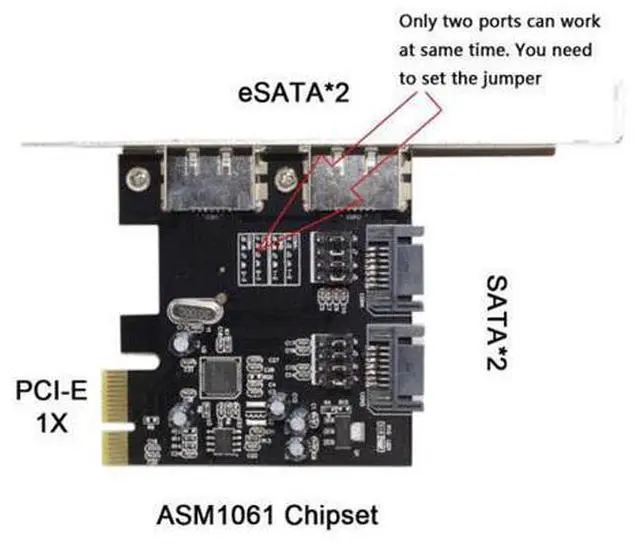 Alt view image 6 of 7 - HKCY SA-078 PCI-E To 4 Ports SATA 3.0 ESATA PCIE SATA3 6Gbps Expansion Card PCI-E Adapter