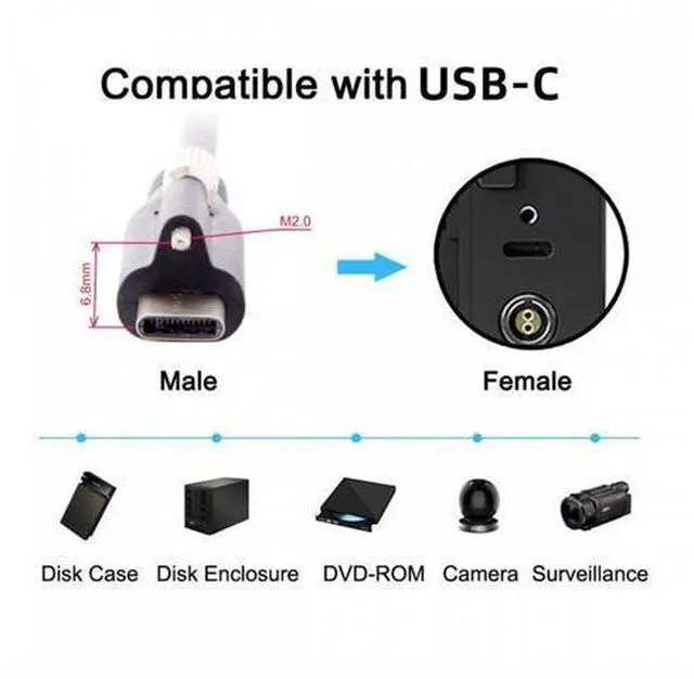 Alt view image 6 of 7 - USB 3.1 Type-C Locking to Locking USB-C Data Power Cable for Camera With Single Panel Mount Screw Connector (3.0m)