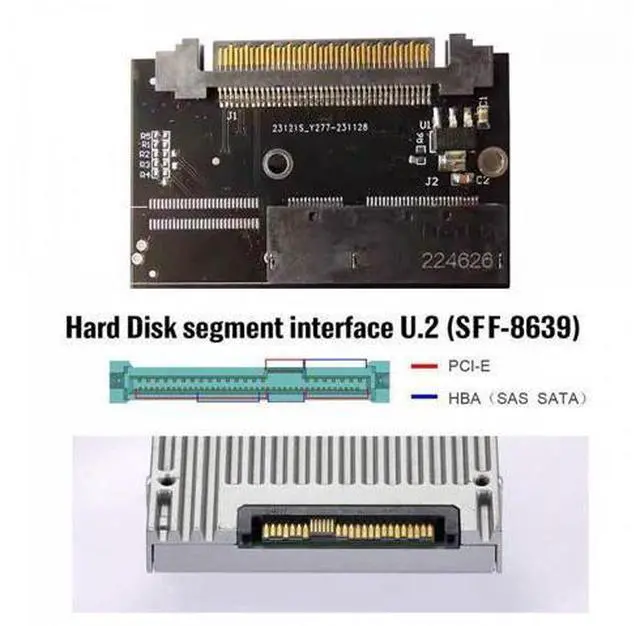 Alt view image 5 of 7 - U.2 SFF-8639 Host Adapter to NVMe Ruler 1U GEN-Z EDSFF 2C 8X Short SSD PM983 E1.L Carrier Adapter