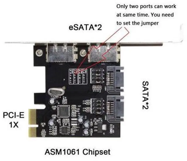 Alt view image 7 of 7 - PCI-E To 4 Ports SATA 3.0 ESATA PCIE SATA3 6Gbps Expansion Card PCI-E Adapter SA-208