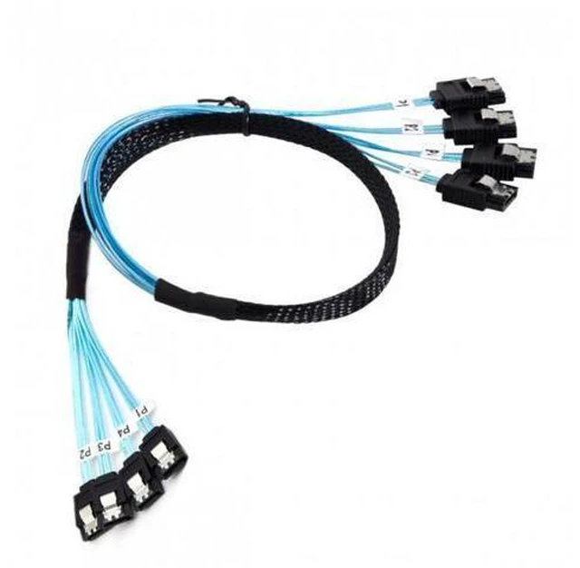 Alt view image 3 of 7 - HKCY SF-009 Internal SAS 4 SATA Host to 4 SATA 7pin Target Hard Disk 6Gbps Data Server Raid Cable 50cm
