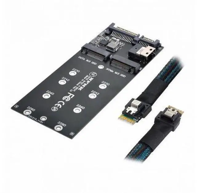 Alt view image 3 of 7 - SFF-8654 Cable Card U2 Kit NGFF M-Key to Slimline SAS NVME PCIe SSD SATA Adapter for Mainboard SF-016+100