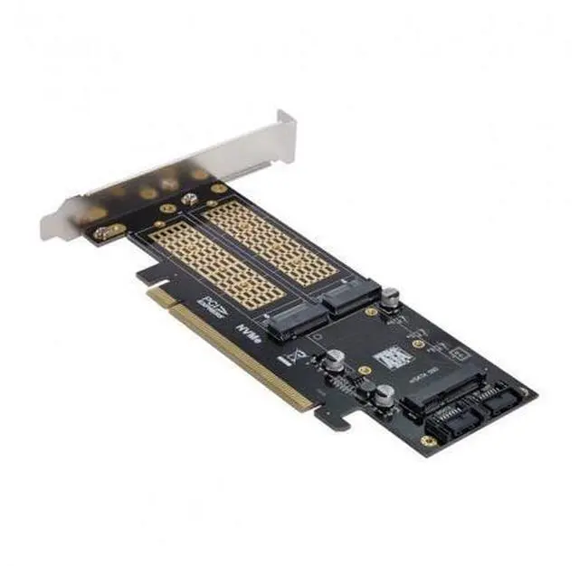 Alt view image 4 of 5 - PCI Express PCI-E 3.0 & Dual SATA to NGFF NVME MSATA M-Key B/M-key SSD Card Adapter 3in1