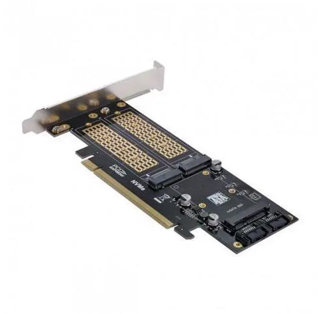 Alt view image 3 of 7 - HKCY SA-028 PCI Express PCI-E 3.0Dual SATA to NGFF NVME MSATA M-Key B/M-key SSD Card Adapter 3in1
