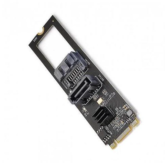Alt view image 4 of 7 - NGFF Key B+M PCI Express to SATA 3.0 6Gbps Dual Ports Vertical Horizontal Adapter Converter Hard Drive Extension Card JMB582 2280