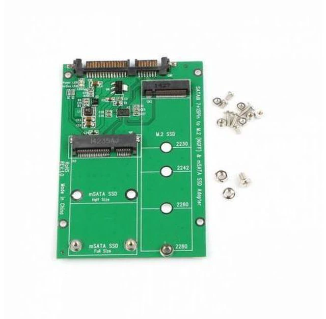 Alt view image 6 of 7 - 2 in 1 Combo Mini PCI- E 2 Lane M.2 NGFF mSATA SSD to SATA 3.0 III Adapter Converter PCBA