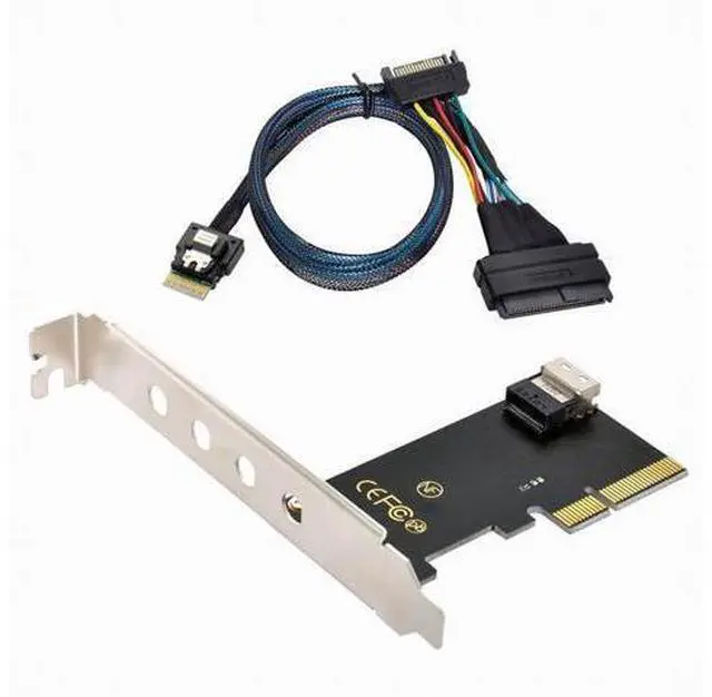 Main image of PCI-E 3.0 4.0 to SFF-8654 Slimline SAS Card Adapter and U.2 U2 SFF-8639 NVME PCIe SSD Cable for Mainboard SSD SF-025+104