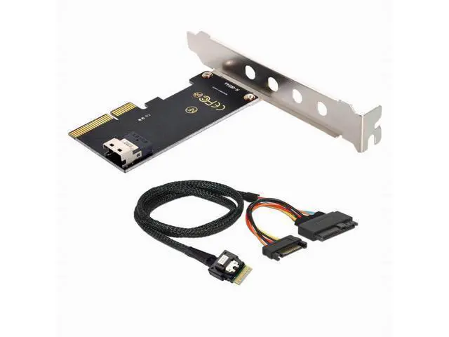 Alt view image 3 of 7 - PCI-E 3.0 4.0 to SFF-8654 Slimline SAS Card Adapter and U.2 U2 SFF-8639 NVME PCIe SSD Cable for Mainboard SSD SF-025+104