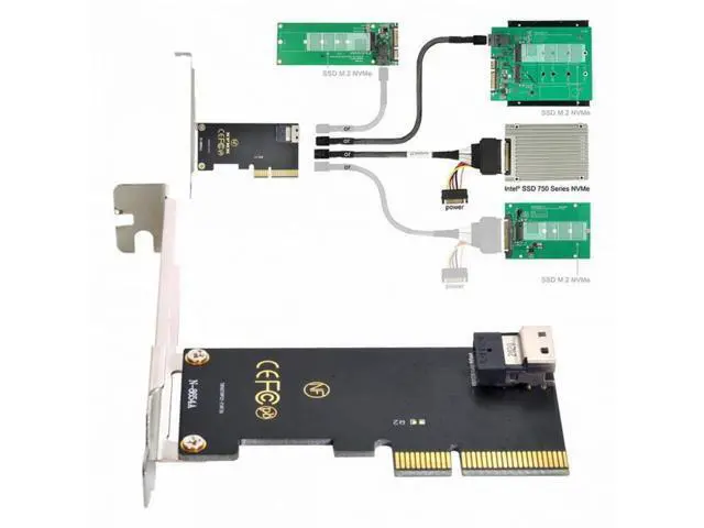 Alt view image 7 of 7 - PCI-E 3.0 4.0 to SFF-8654 Slimline SAS Card Adapter and U.2 U2 SFF-8639 NVME PCIe SSD Cable for Mainboard SSD SF-025+104