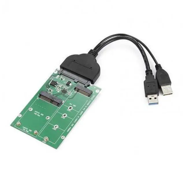 Alt view image 6 of 7 - SM USB 3.0 to SATA 22pin 2.5" Hard Disk to 2 in 1 Combo Mini PCI- E 2 Lane M.2 NGFF & mSATA SSD Adapter Converter