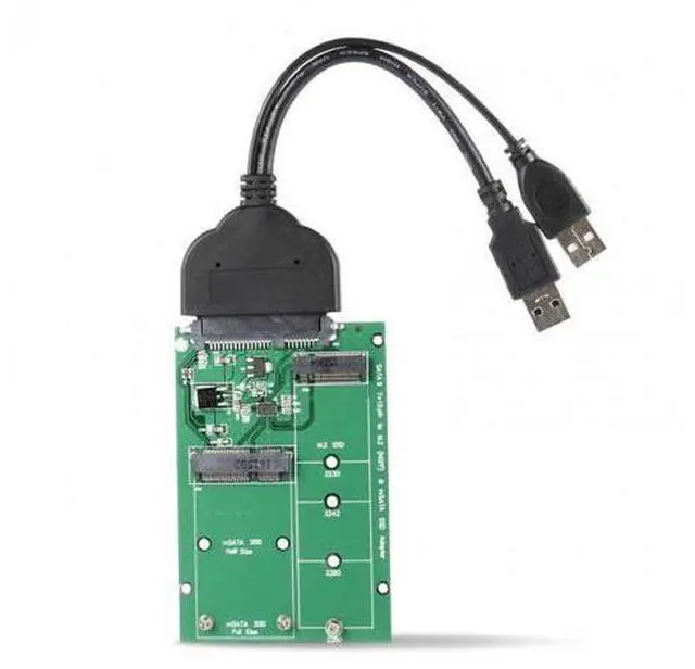 Alt view image 7 of 7 - SM USB 3.0 to SATA 22pin 2.5" Hard Disk to 2 in 1 Combo Mini PCI- E 2 Lane M.2 NGFF & mSATA SSD Adapter Converter
