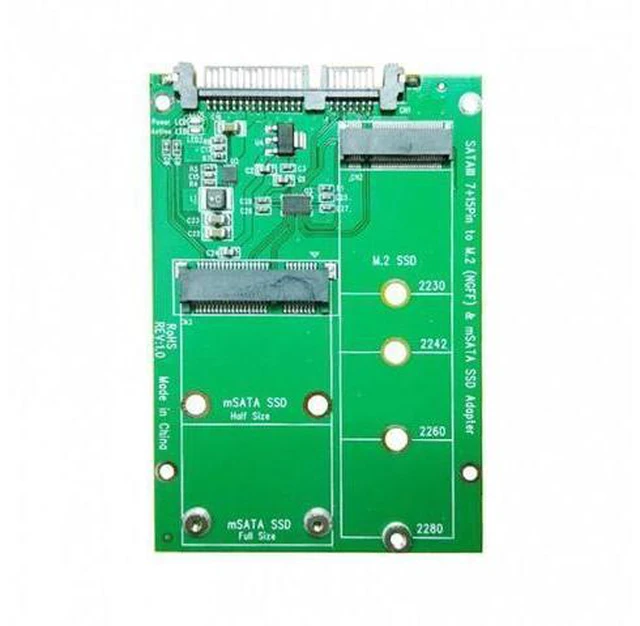 Alt view image 7 of 7 - HKCY SA-130 2 in 1 Combo Mini PCI- E 2 Lane M.2 NGFFmSATA SSD to SATA 3.0 III Adapter Converter PCBA