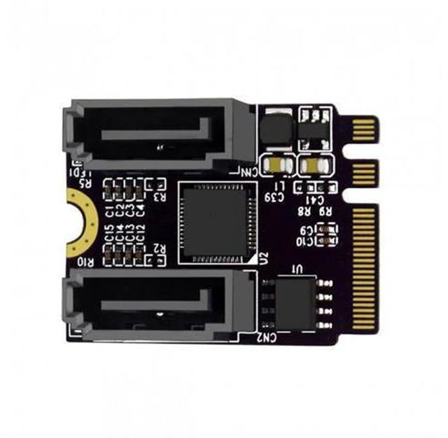 Alt view image 7 of 7 - SM NGFF Key A+E PCI Express to SATA 3.0 6Gbps Dual Ports Adapter Converter Hard Drive Extension Card JMB582 2230