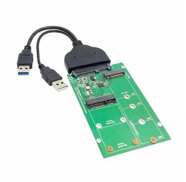 Alt view image 3 of 7 - SM USB 3.0 to SATA 22pin 2.5" Hard Disk to 2 in 1 Combo Mini PCI- E 2 Lane M.2 NGFF & mSATA SSD Adapter Converter