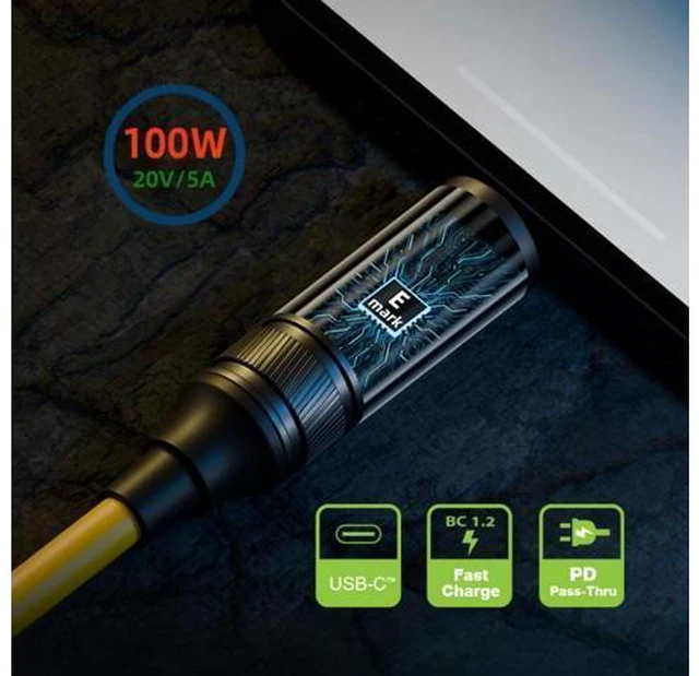Alt view image 3 of 7 - 2.0M Smart LED Display USB-C USB4 Cable 20Gbps 100W 8K for Laptop Disk Phone Type-C Male to Male Cable Power & Data