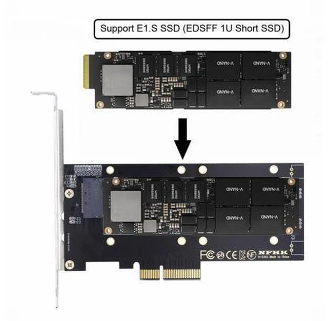 Alt view image 5 of 7 - PCI-E4.0 4X Host Adapter to NVMe Ruler 1U GEN-Z EDSFF 5.9mm 8.0mm Thickness Short SSD E1.S Carrier Adapter