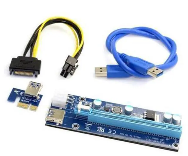 Alt view image 7 of 7 - HKCY EP-037 PCI-E 1x to 16x Mining Machine Enhanced Extender Riser Adapter with USB 3.06Pin Power Cable